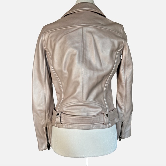 IRO Motobike Pink Metalic jacket 100% Lamb Leather Size 40 - Picture 2 of 8